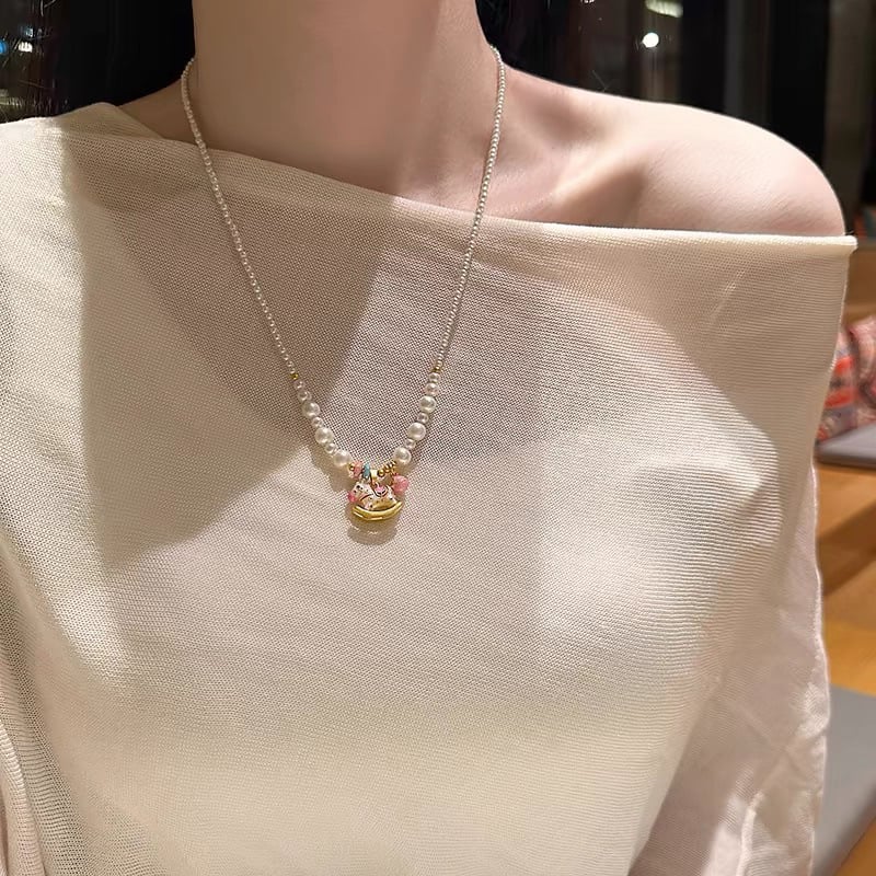 Колие с перли в стил карусел, нишов дизайн, висок клас, за жени