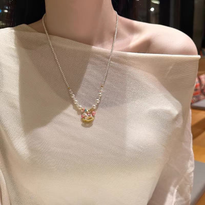 Колие с перли в стил карусел, нишов дизайн, висок клас, за жени