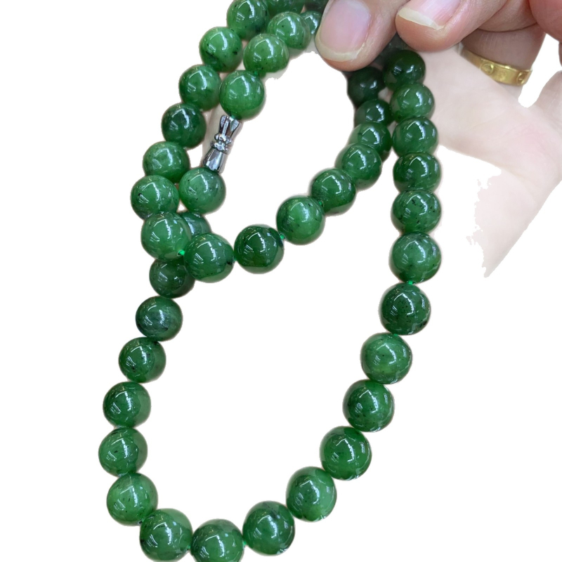 Ogrlica od jaspisa s okruglim perlama, privjesak, VS čistoća, brušenje i poliranje, prilagodljivo