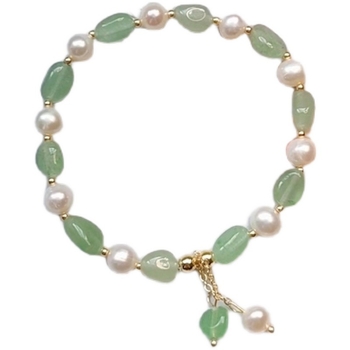 14k επίχρυσο βραχιόλι, φυσικά μαργαριτάρια γλυκού νερού και Dongling Jade σε ελαστικό κορδόνι για γυναίκες