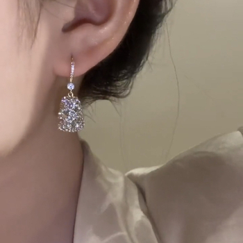Bakrene naušnice s mikrougrađenim cirkonima, elegantan kuka dizajn, korejski stil, svježe i slatko