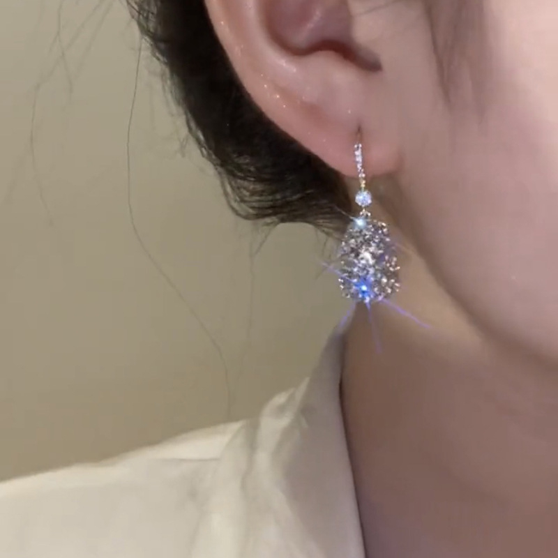 Bakrene naušnice s mikrougrađenim cirkonima, elegantan kuka dizajn, korejski stil, svježe i slatko