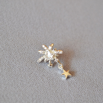 Naušnice s dizajnom snježne pahulje i cirkona, 925 srebrna igla, chic svakodnevni stil, Miya Sophia Jewelry