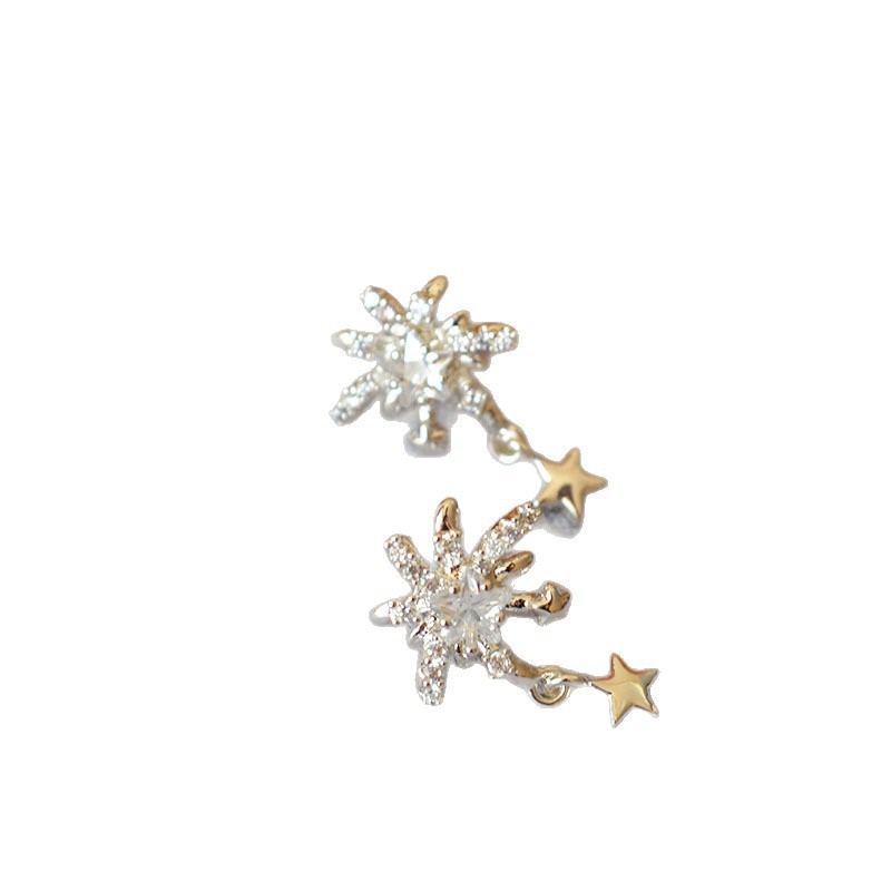 Naušnice s dizajnom snježne pahulje i cirkona, 925 srebrna igla, chic svakodnevni stil, Miya Sophia Jewelry