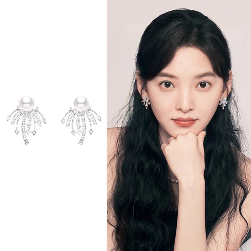 Geometrijski naušnici, 925 srebrni postovi, bakar s platinskim premazom, platinski premaz, lagani luksuz stil