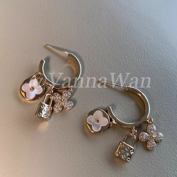 Γυναικείες σκουλαρίκια – Κρεμαστά με πολυπεριεχόμενο σχεδιασμό και φούντες, μοτίβο τετράφυλλου τριφυλλιού και λουλούδι με διαμάντες, κομψό στυλ