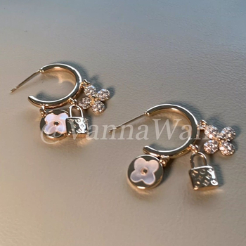 Γυναικείες σκουλαρίκια – Κρεμαστά με πολυπεριεχόμενο σχεδιασμό και φούντες, μοτίβο τετράφυλλου τριφυλλιού και λουλούδι με διαμάντες, κομψό στυλ