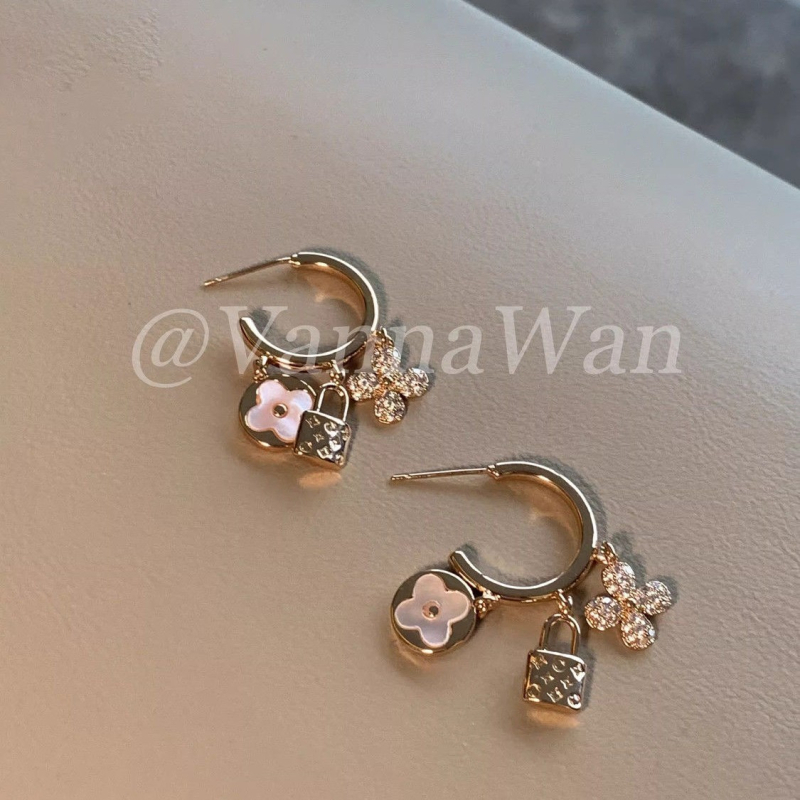 Γυναικείες σκουλαρίκια – Κρεμαστά με πολυπεριεχόμενο σχεδιασμό και φούντες, μοτίβο τετράφυλλου τριφυλλιού και λουλούδι με διαμάντες, κομψό στυλ