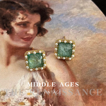 Bakrene geometrijske naušnice s mikro pavé završnim slojem, vintage retro stil za žene, jesen 2024