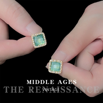 Bakrene geometrijske naušnice s mikro pavé završnim slojem, vintage retro stil za žene, jesen 2024