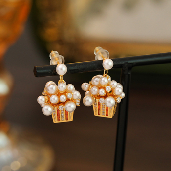 Naušnice - Popcorn oblik s višebojnim rhinestones i perlama (Materijal: Bakar; Brand: Hyacinth; Oblik: Cvijet/Geometrijski; Stil: Jednostavan)