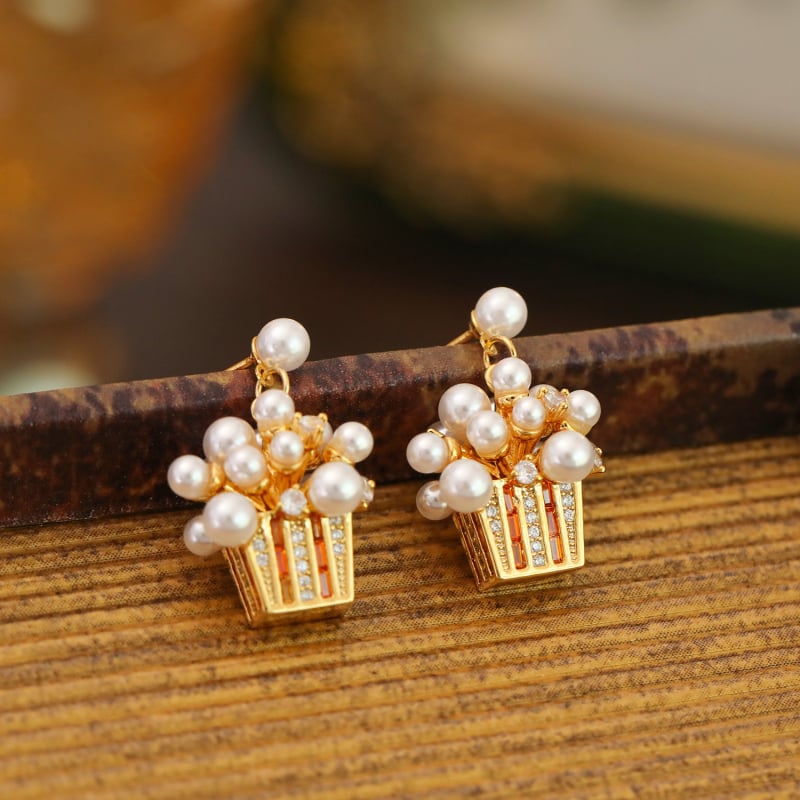 Naušnice - Popcorn oblik s višebojnim rhinestones i perlama (Materijal: Bakar; Brand: Hyacinth; Oblik: Cvijet/Geometrijski; Stil: Jednostavan)