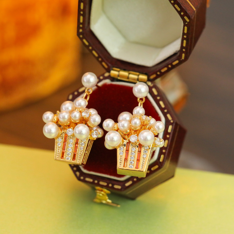 Naušnice - Popcorn oblik s višebojnim rhinestones i perlama (Materijal: Bakar; Brand: Hyacinth; Oblik: Cvijet/Geometrijski; Stil: Jednostavan)