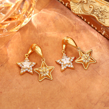 Naušnice sa zvjezdanim i geometrijskim dizajnom, bakrena baza s presvlačenim premazom, cirkon, lagani luksuz stil, S925 igla.