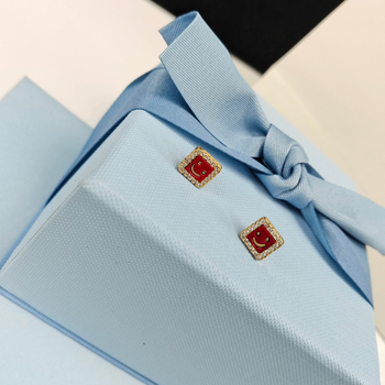 Naušnice s dijamantnim studom i motivom osmijeha, bakar, elektroplatirane, za žene