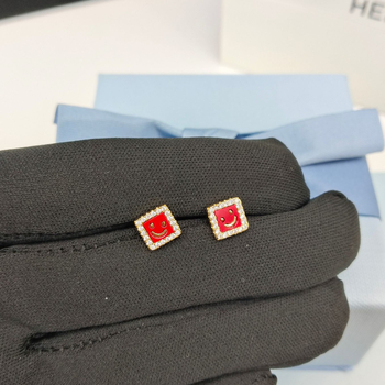 Naušnice s dijamantnim studom i motivom osmijeha, bakar, elektroplatirane, za žene