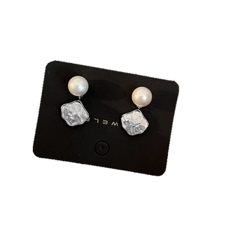 Cercei: perlă nor albastru gradient, design geometric din cupru, electroplatinati, pentru femei