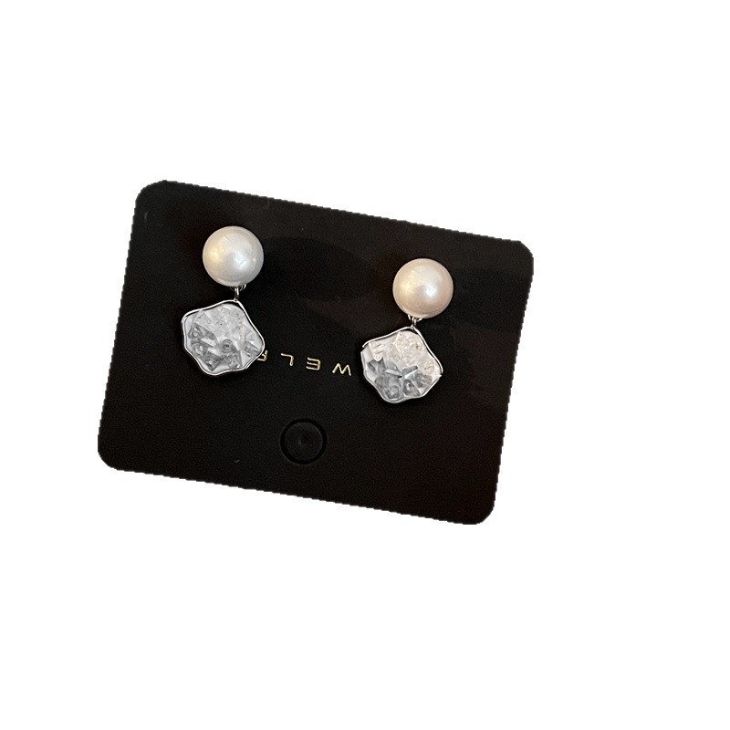 Cercei: perlă nor albastru gradient, design geometric din cupru, electroplatinati, pentru femei