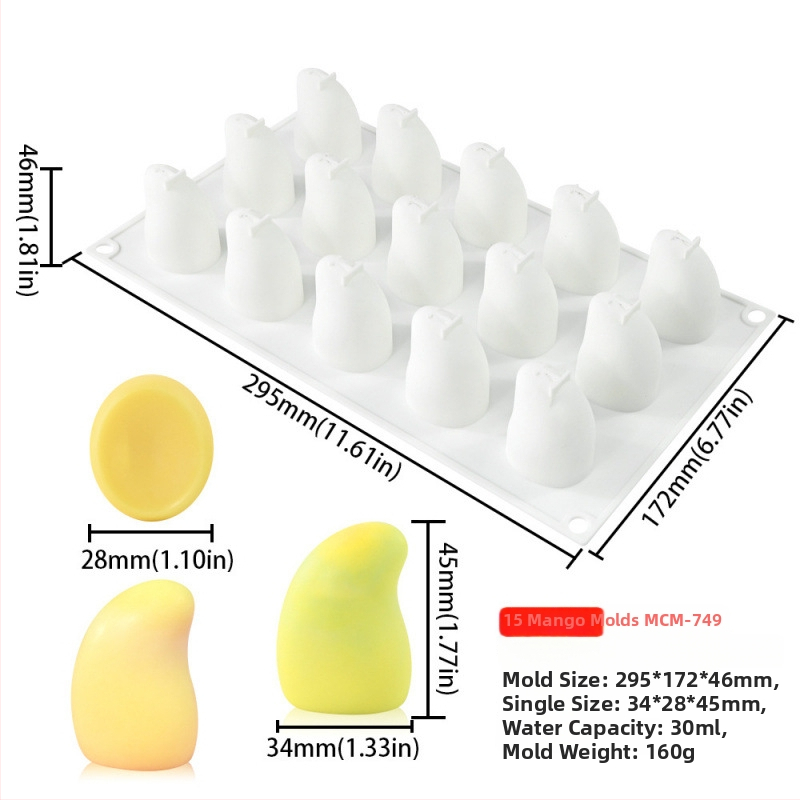 Silikónová forma na tortu – 15-dielny set, ovocná mousse, nepravidelný tvar, jednotlivo balené