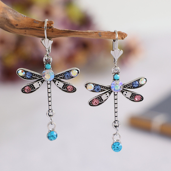 Ženske naušnice s dragonfly motivom, geometrijski stil, legura, ljeto 2021
