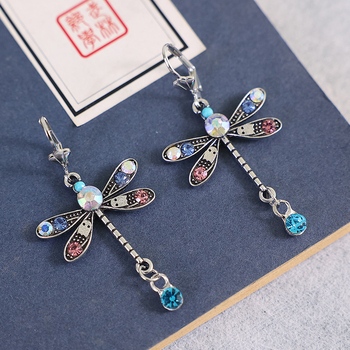 Ženske naušnice s dragonfly motivom, geometrijski stil, legura, ljeto 2021
