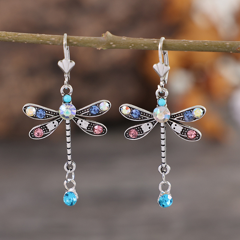 Ženske naušnice s dragonfly motivom, geometrijski stil, legura, ljeto 2021
