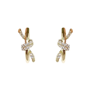 Ощеби с възел и кристали, позлатени, меден материал, INS стил, електроплатина, златно вградени камъни • пролет 2025