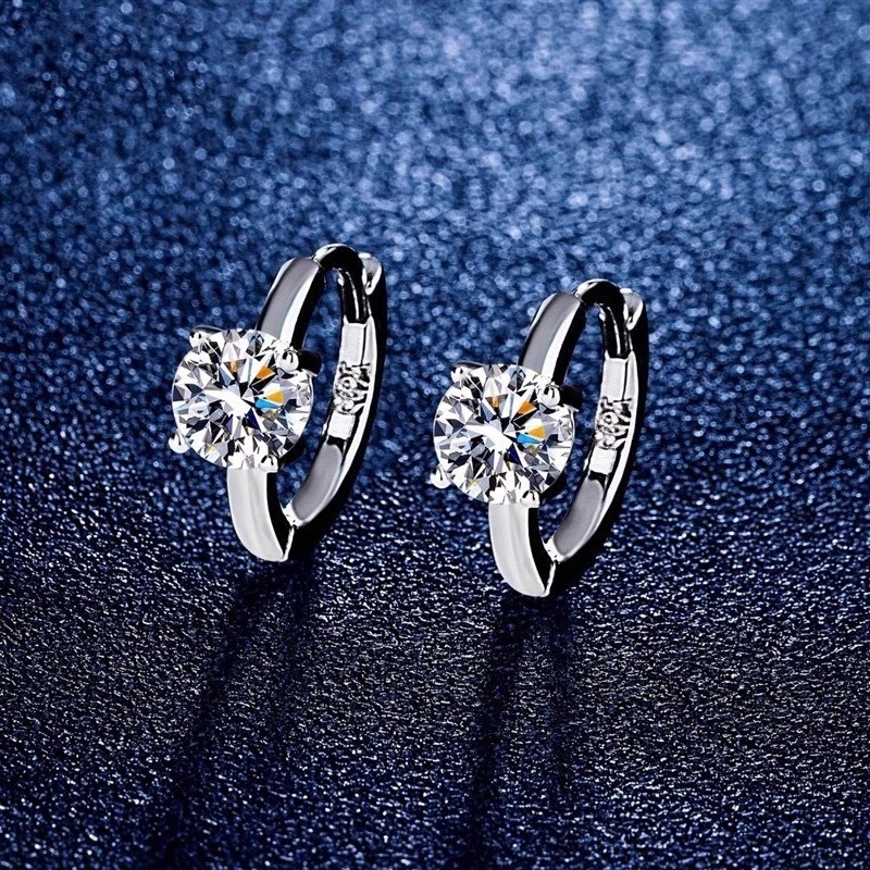 Moissanite naušnice od srebra 925, četveroprug pričvršćivanje, geometrijski dizajn, za žene