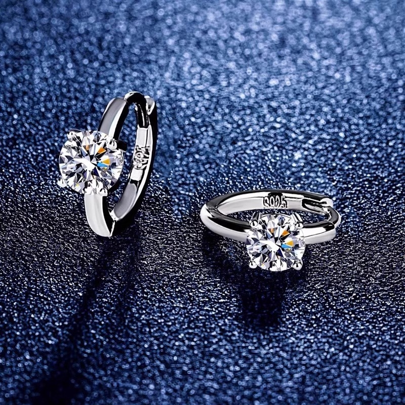 Moissanite naušnice od srebra 925, četveroprug pričvršćivanje, geometrijski dizajn, za žene