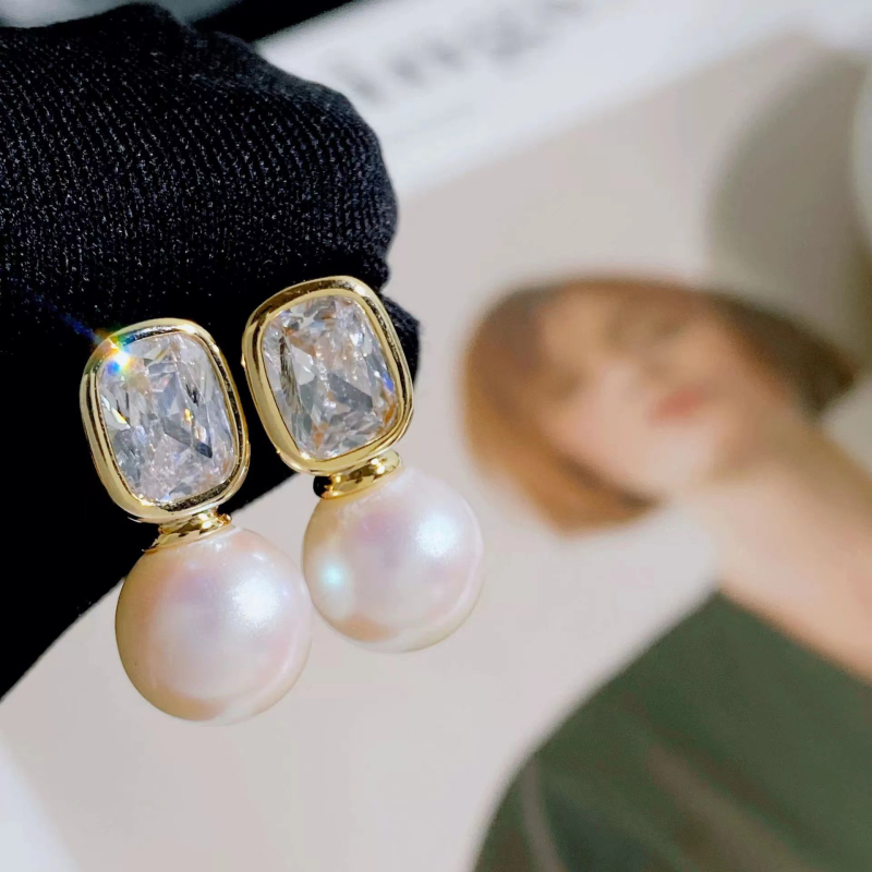 Műgyöngy fülbevalók aranyozott bevonattal, elektrolitikus felülettel, Cold Wind stílus, személyes divat, nőknek