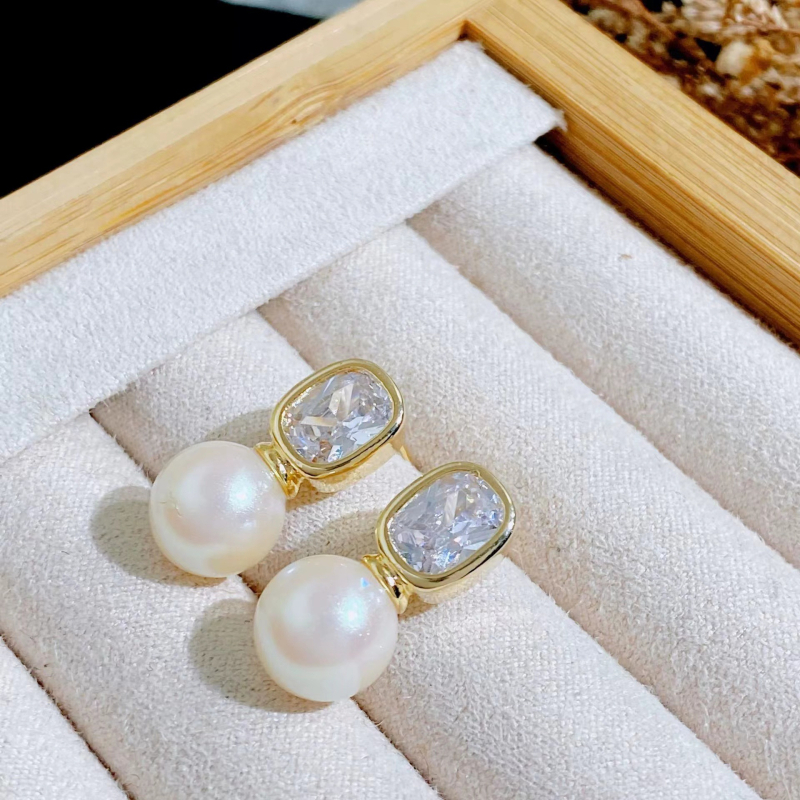 Műgyöngy fülbevalók aranyozott bevonattal, elektrolitikus felülettel, Cold Wind stílus, személyes divat, nőknek