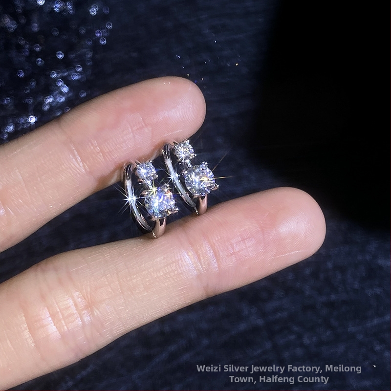 Cercei Moss Agate, Argint 925, cu diamant încrustat, design geometric, cod E270