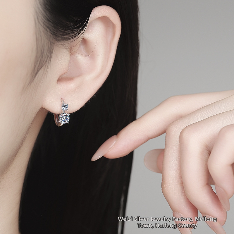 Cercei Moss Agate, Argint 925, cu diamant încrustat, design geometric, cod E270