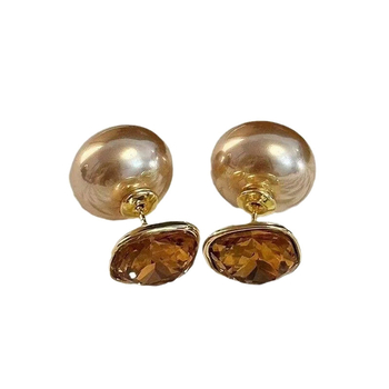 Geometrijski stud naušnice, miješani materijali, elektroplating, bakrena igla, Xiaoxiangfeng stil
