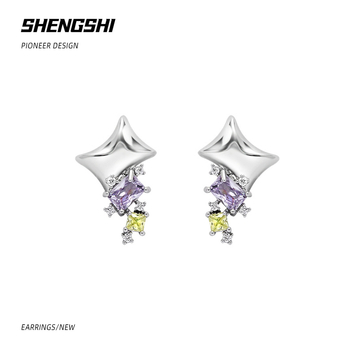 Cercei geometrici – Sheng Jewelry, electroplated, pentru femei, stil modern, vară 2024