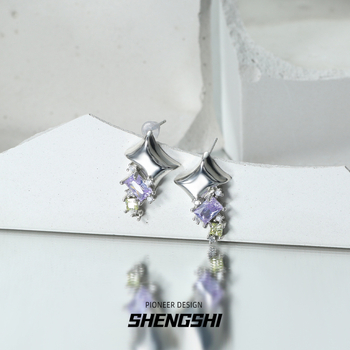 Cercei geometrici – Sheng Jewelry, electroplated, pentru femei, stil modern, vară 2024