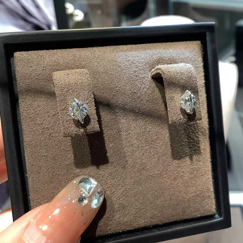 Nijiu cercei din argint 925, design geometric, montură cu diamant