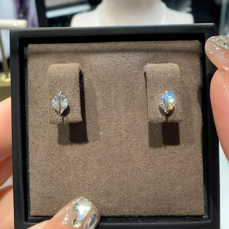 Nijiu cercei din argint 925, design geometric, montură cu diamant