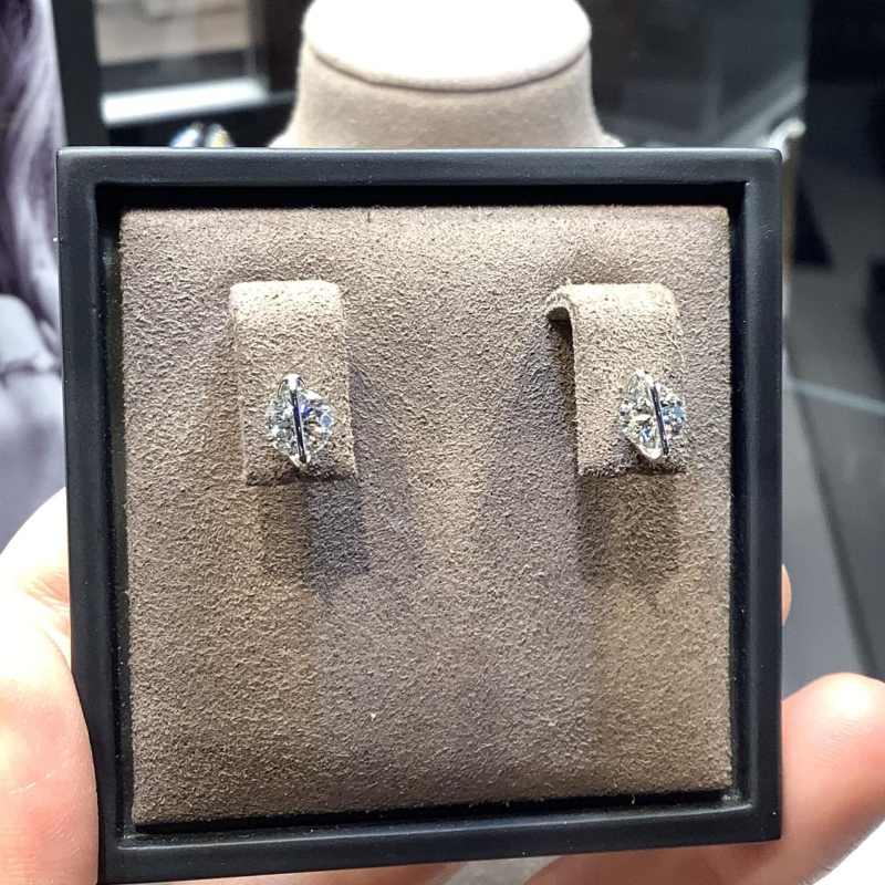 Nijiu cercei din argint 925, design geometric, montură cu diamant
