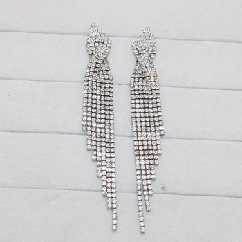 Обеци с кристали, геометричен дизайн, дълги ресни, за жени