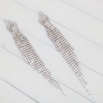 Обеци с кристали, геометричен дизайн, дълги ресни, за жени