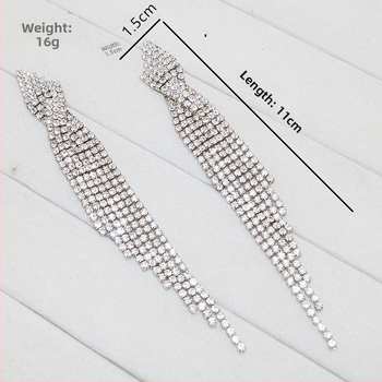 Обеци с кристали, геометричен дизайн, дълги ресни, за жени
