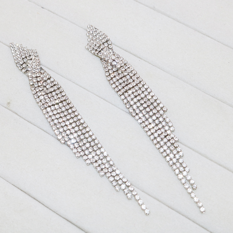 Обеци с кристали, геометричен дизайн, дълги ресни, за жени