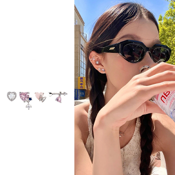 Geometrijski naušnice od legure, elektroplacirani završetak, set naušnica za uho, lagani luksuz, stil Japana i Koreje