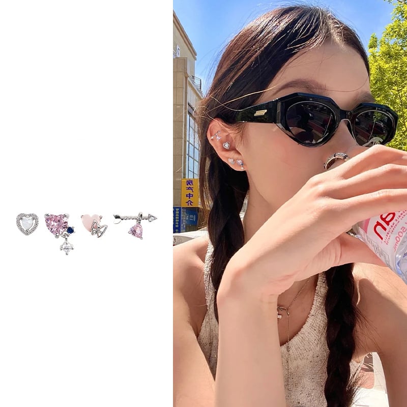 Geometrijski naušnice od legure, elektroplacirani završetak, set naušnica za uho, lagani luksuz, stil Japana i Koreje