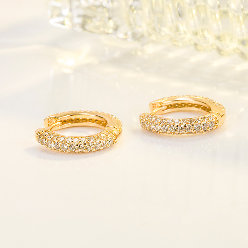 Naušnice – bakar, geometrijski krug, diamantna završna obrada, francuski retro stil, za žene