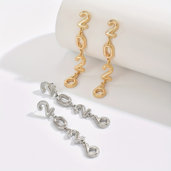 Naušnice s oblikom broja i rhinestones, cinkova legura, elektroplating, unisex, personalizirani trend