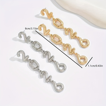 Naušnice s oblikom broja i rhinestones, cinkova legura, elektroplating, unisex, personalizirani trend