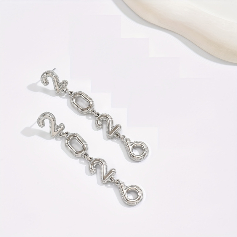 Naušnice s oblikom broja i rhinestones, cinkova legura, elektroplating, unisex, personalizirani trend