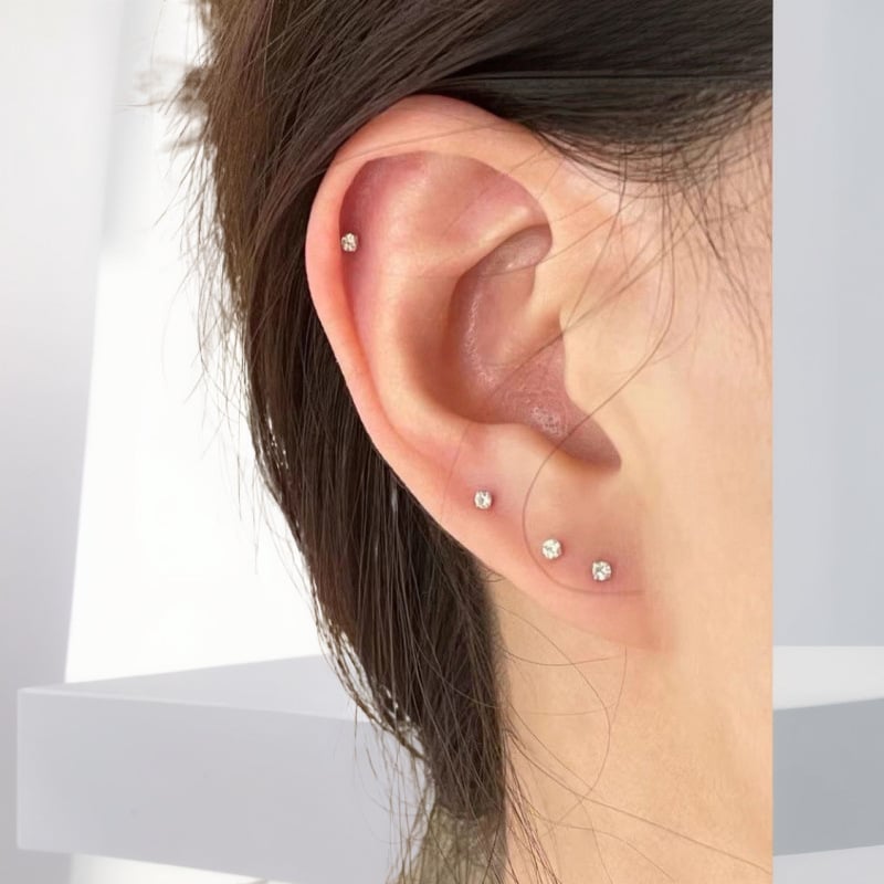 Naušnice od 925 srebra s rhinestones – minimalistične, kompaktne, unisex, za svakodnevno nošenje